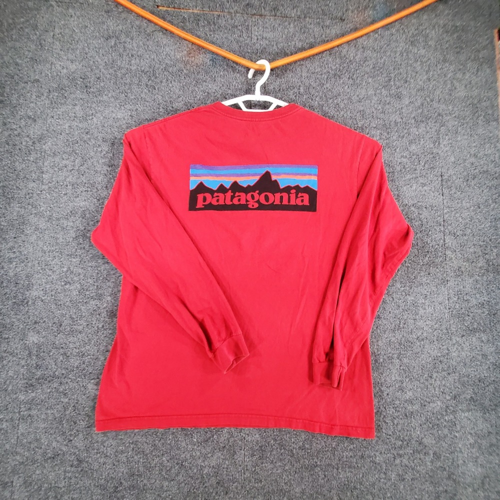 Patagonia Long Sleeve T-Shirt Mens L P-6 Logo Red Graphic Tee - Picture 3 of 8